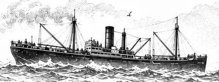 The freighter on the horizon, from the illustration