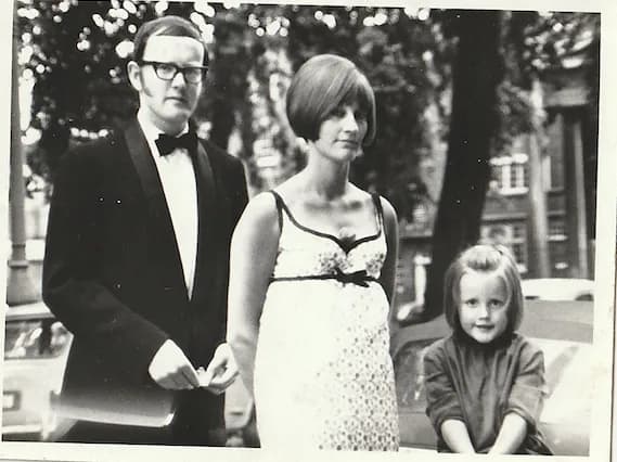 Kate with her parents, Michael and Nicky Sissons, 1965